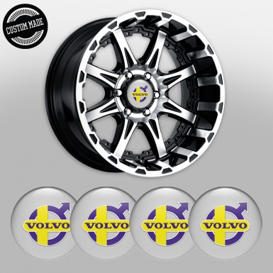 Volvo Emblem for Wheel Center Caps Grey Base Purple Yellow Logo Edition