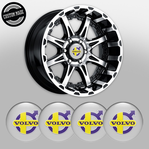 Volvo Emblem for Wheel Center Caps Grey Base Purple Yellow Logo Edition