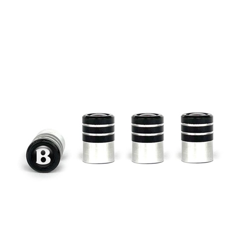 Bentley Valve Caps 4 pcs Black Silicone Sticker with White Logo