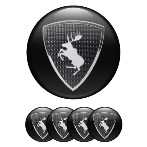 Volvo Wheel Emblem for Center Caps Black Fill Chrome Moose Logo Design
