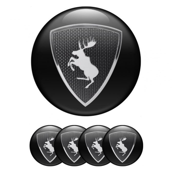 Volvo Wheel Emblem for Center Caps Black Fill Chrome Moose Logo Design