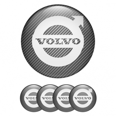 Volvo Center Caps Wheel Emblem Carbon Texture White Logo Design