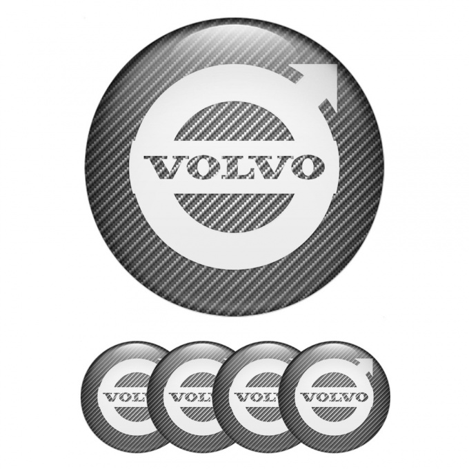 Volvo Center Caps Wheel Emblem Carbon Texture White Logo Design