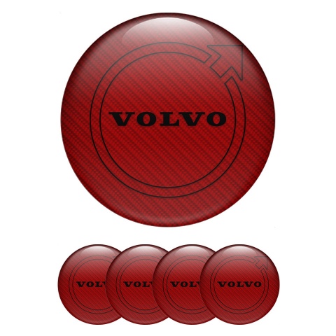 Volvo Emblem for Center Wheel Caps Red Carbon Black Contour Logo Motif