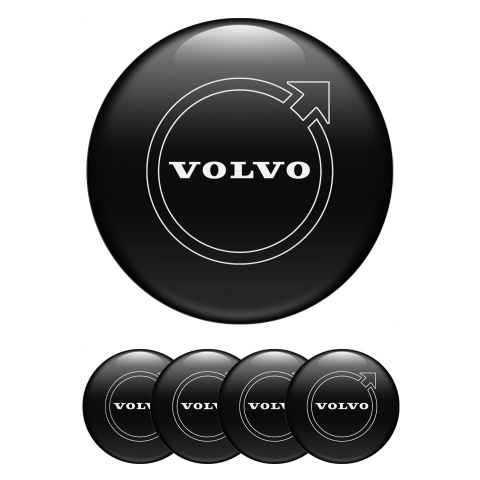 Volvo Center Wheel Caps Stickers Black Fill White Contour Logo Design