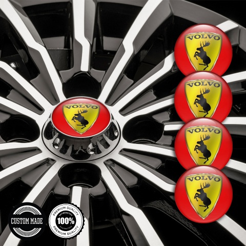 Volvo Center Wheel Caps Stickers Red Gold Shield Moose Logo Edition