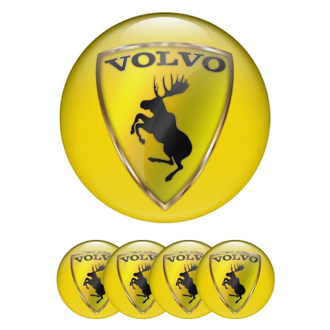 Volvo Emblems for Center Wheel Caps Yellow Gold Shield Moose Logo