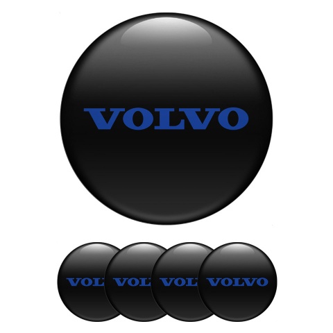 Volvo Wheel Emblem for Center Caps Black Base Clean Blue Logo Motif