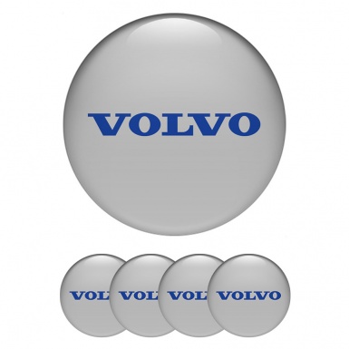 Volvo Stickers for Wheels Center Caps Grey Base Clean Blue Logo Design
