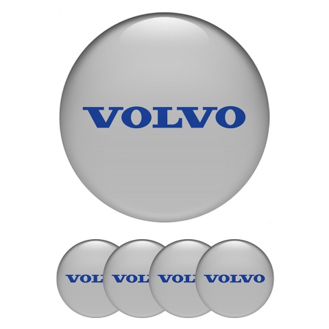 Volvo Stickers for Wheels Center Caps Grey Base Clean Blue Logo Design