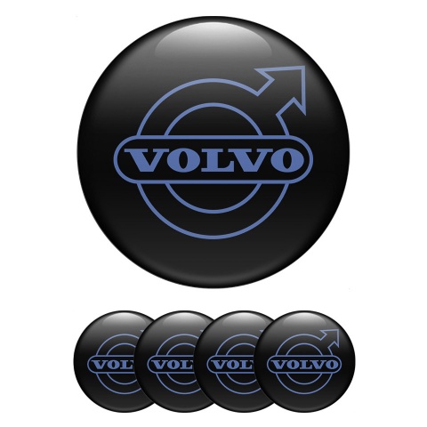 Volvo Emblem for Wheel Center Caps Black Fill Blue Outline Logo Design