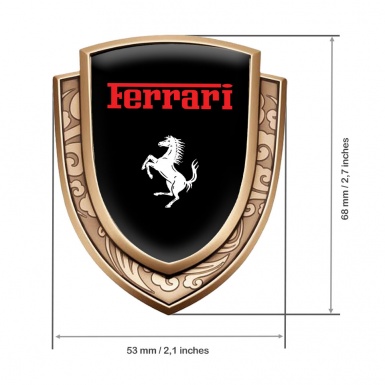 Ferrari Bodyside Emblem Self Adhesive Gold Black Red Logo White Motif