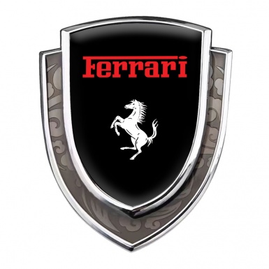 Ferrari Bodyside Emblem Self Adhesive Silver Black Red Logo White Motif