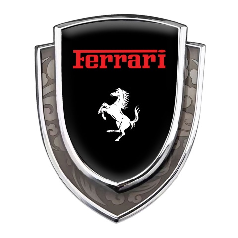 Ferrari Bodyside Emblem Self Adhesive Silver Black Red Logo White Motif