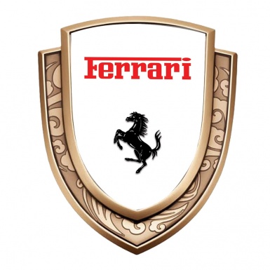 Ferrari Metal Domed Emblem Gold White Red Logo Black Horse Edition