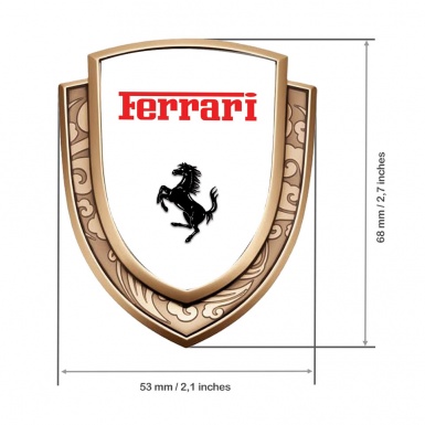 Ferrari Metal Domed Emblem Gold White Red Logo Black Horse Edition