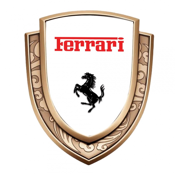 Ferrari Metal Domed Emblem Gold White Red Logo Black Horse Edition