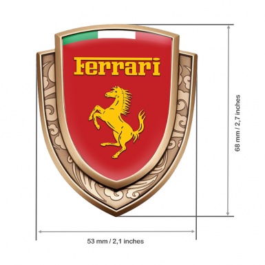 Ferrari Emblem Self Adhesive Gold Red Base Yellow Logo Italian Motif