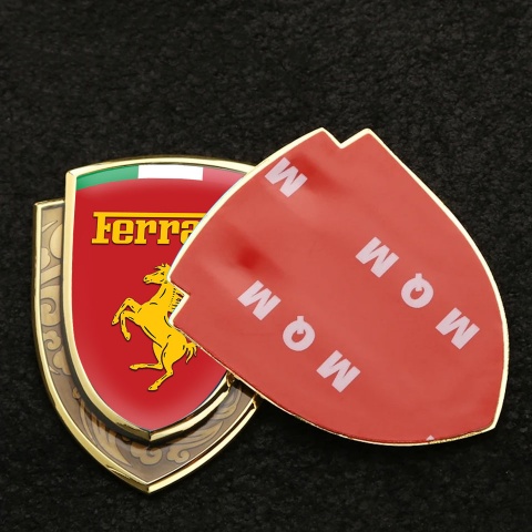 Ferrari Emblem Self Adhesive Gold Red Base Yellow Logo Italian Motif