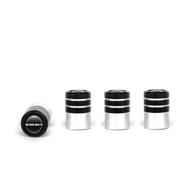 Borbet Valve Caps 4 pcs Black Silicone Sticker with White Logo