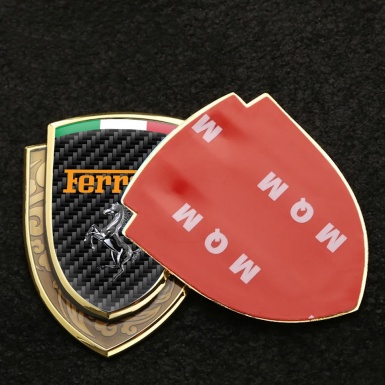 Ferrari Emblem Fender Badge Gold Black Carbon Chrome Logo Italian Edition