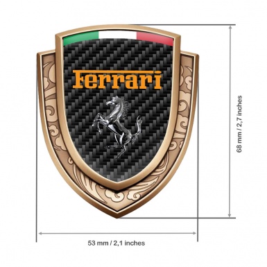 Ferrari Emblem Fender Badge Gold Black Carbon Chrome Logo Italian Edition