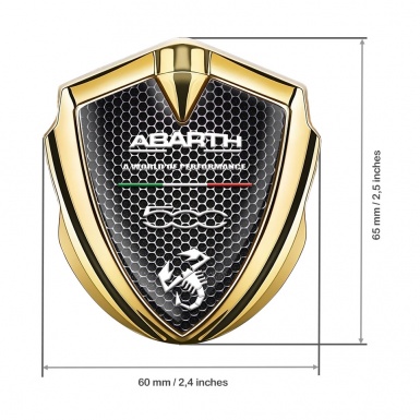 Fiat Abarth Metal Emblem Self Adhesive Gold Steel Mesh White Motif