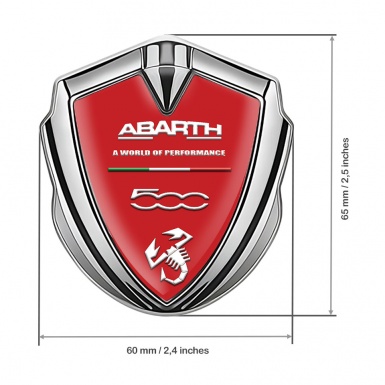 Fiat Abarth Emblem Self Adhesive Silver Red Base White Logo Edition