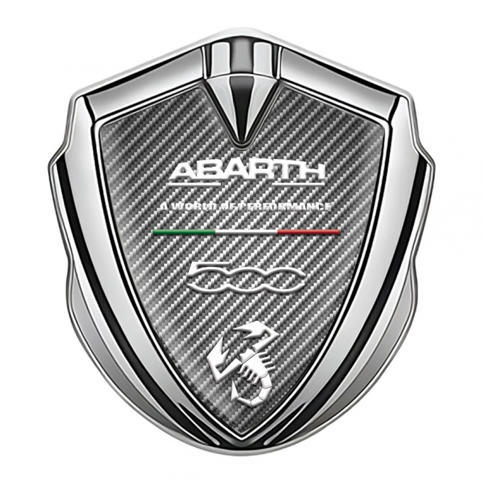 Fiat Abarth Emblem Badge Silver Light Carbon White Scorpion Design