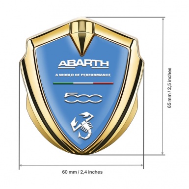 Fiat Abarth Domed Emblem Gold Glacial Blue White Scorpion Edition