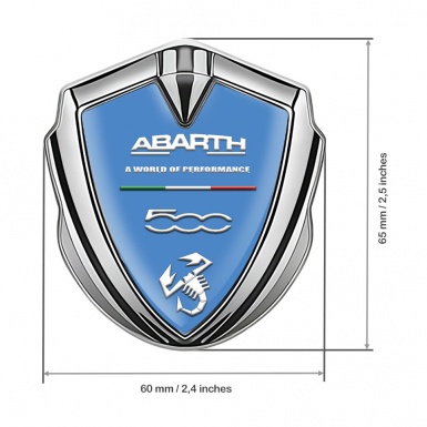 Fiat Abarth Domed Emblem Silver Glacial Blue White Scorpion Edition