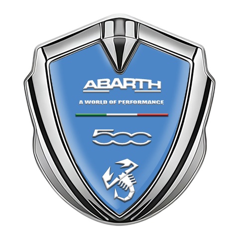 Fiat Abarth Domed Emblem Silver Glacial Blue White Scorpion Edition