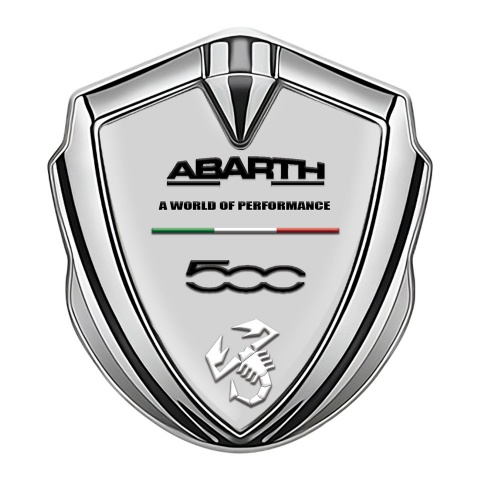 Fiat Abarth Emblem Ornament Silver Moon Grey White Scorpion Design
