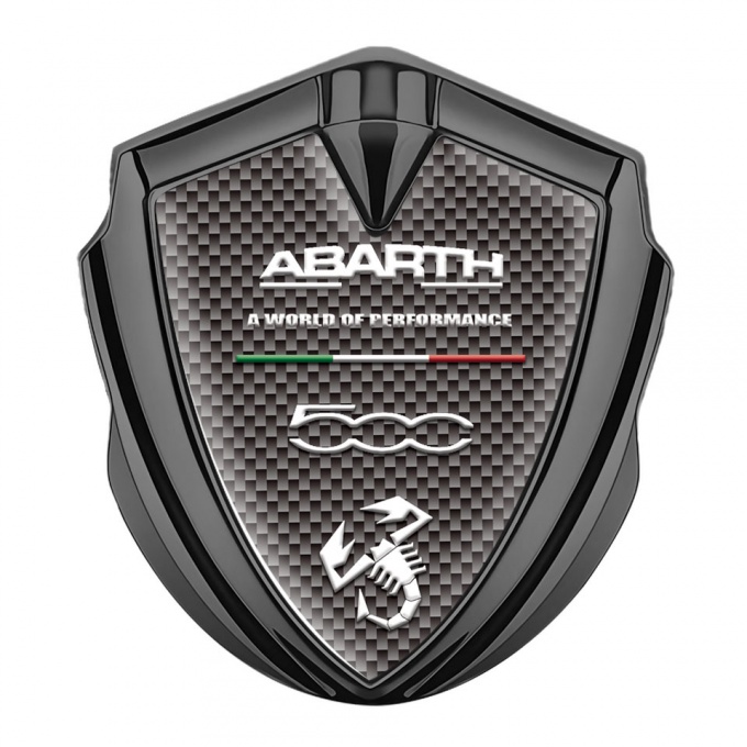 Fiat Abarth Domed Badge Graphite Grey Carbon White Scorpion Logo