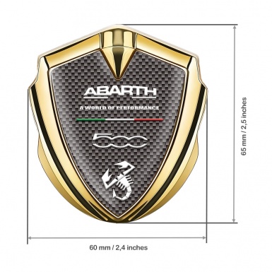 Fiat Abarth Domed Badge Gold Grey Carbon White Scorpion Logo