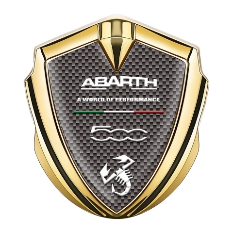 Fiat Abarth Domed Badge Gold Grey Carbon White Scorpion Logo