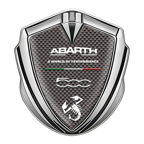 Fiat Abarth Domed Badge Silver Grey Carbon White Scorpion Logo