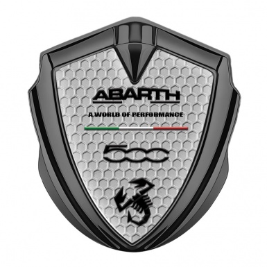 Fiat Abarth Emblem Car Badge Graphite Honeycomb Black Scorpion Motif