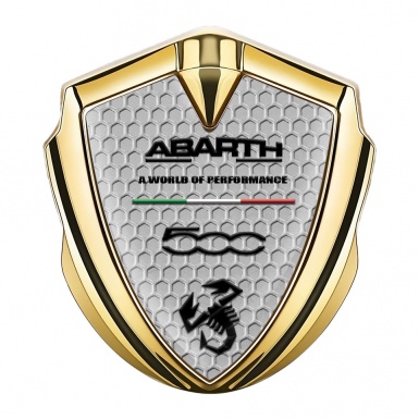 Fiat Abarth Emblem Car Badge Gold Honeycomb Black Scorpion Motif