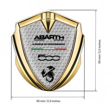 Fiat Abarth Emblem Car Badge Gold Honeycomb Black Scorpion Motif