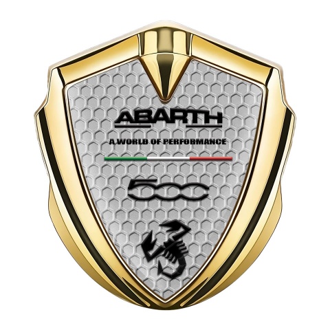 Fiat Abarth Emblem Car Badge Gold Honeycomb Black Scorpion Motif