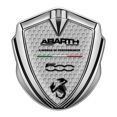 Fiat Abarth Emblem Car Badge Silver Honeycomb Black Scorpion Motif