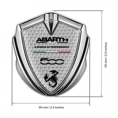 Fiat Abarth Emblem Car Badge Silver Honeycomb Black Scorpion Motif