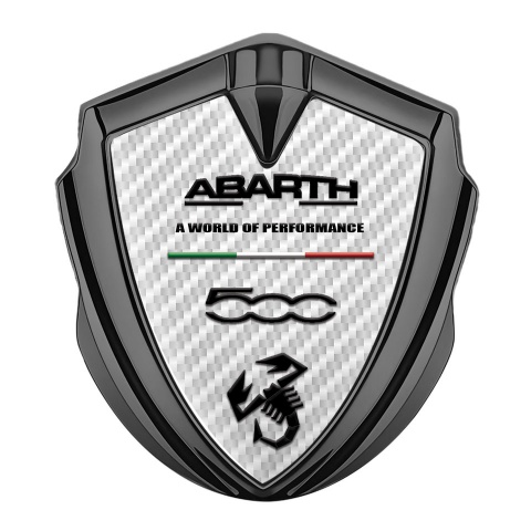 Fiat Abarth Metal Domed Emblem Graphite White Carbon Black Logo Edition