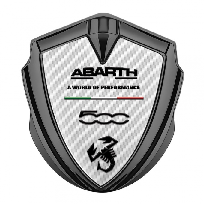 Fiat Abarth Metal Domed Emblem Graphite White Carbon Black Logo Edition