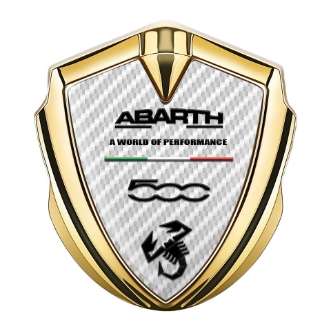 Fiat Abarth Metal Domed Emblem Gold White Carbon Black Logo Edition