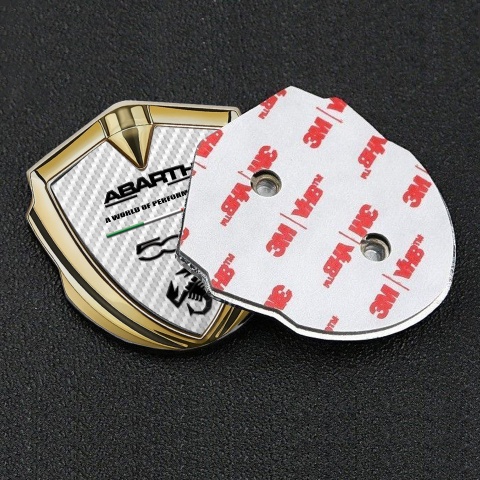 Fiat Abarth Metal Domed Emblem Gold White Carbon Black Logo Edition