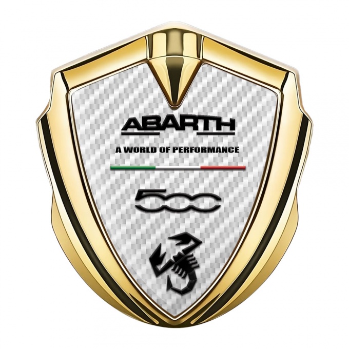 Fiat Abarth Metal Domed Emblem Gold White Carbon Black Logo Edition
