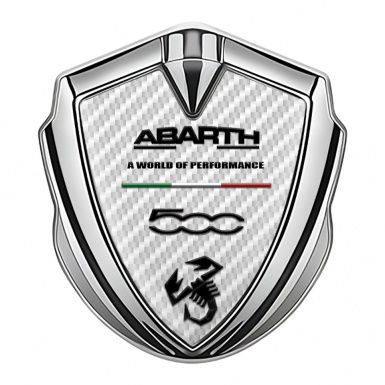 Fiat Abarth Metal Domed Emblem Silver White Carbon Black Logo Edition