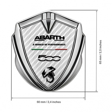 Fiat Abarth Metal Domed Emblem Silver White Carbon Black Logo Edition